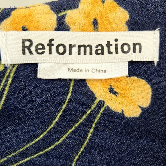 Reformation Wallflower Dress Navy Floral Long Sleeve - Picture 3 of 16